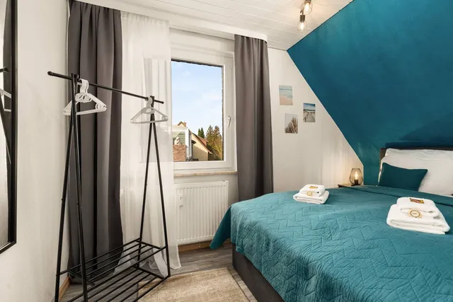 Schlafzimmer in Türkis